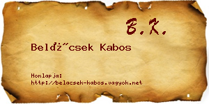 Belácsek Kabos névjegykártya